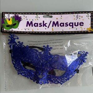 Blue Glitter Mardi Gras Mask